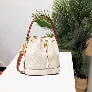 Tory Burch T Monogram Perforated Bucket Bag